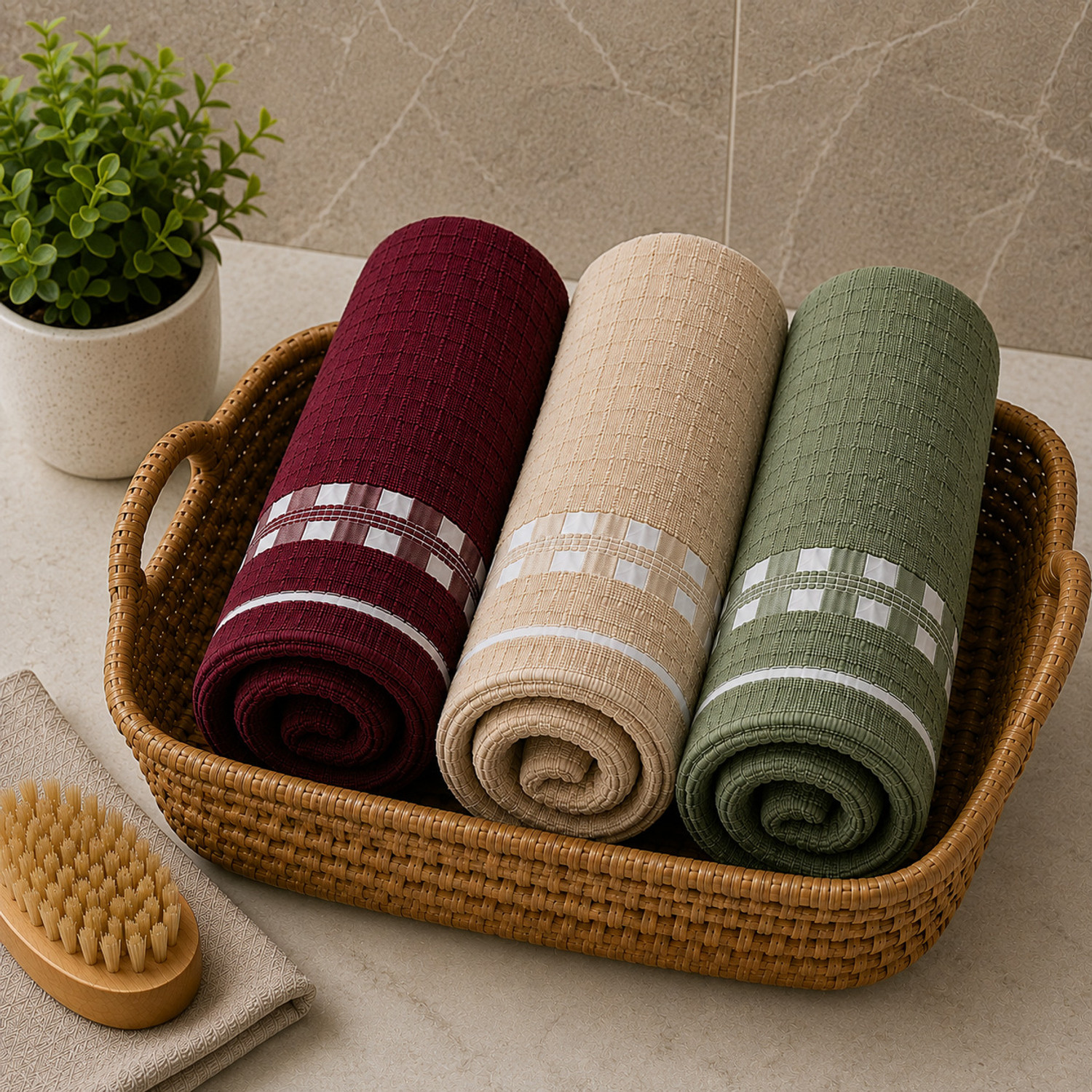 Image of TURBOMAX Cotton 490 GSM Face, Hand Towel (Pack of 3)