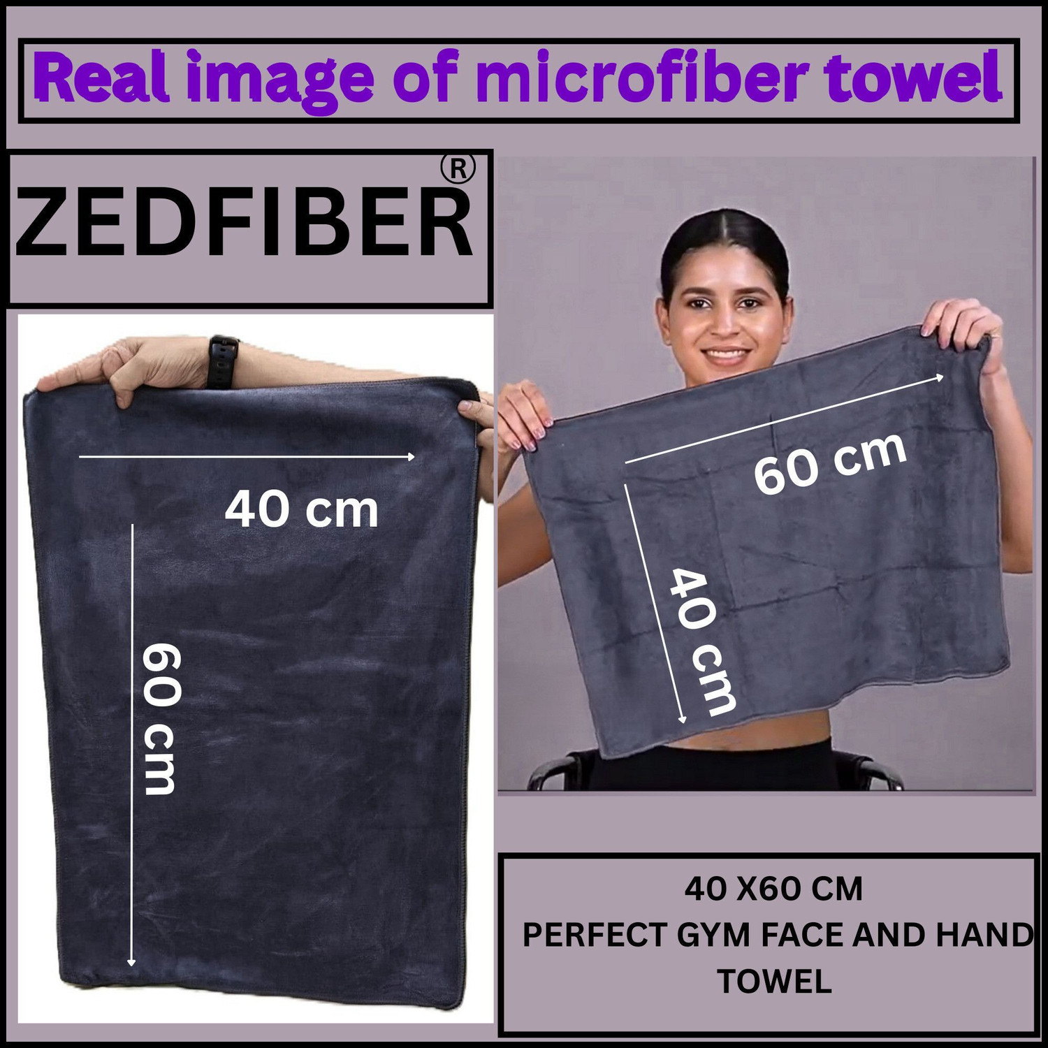 Image of ZEDFIBER Microfiber 400 GSM Face, Hair, Hand, Sport Towel
