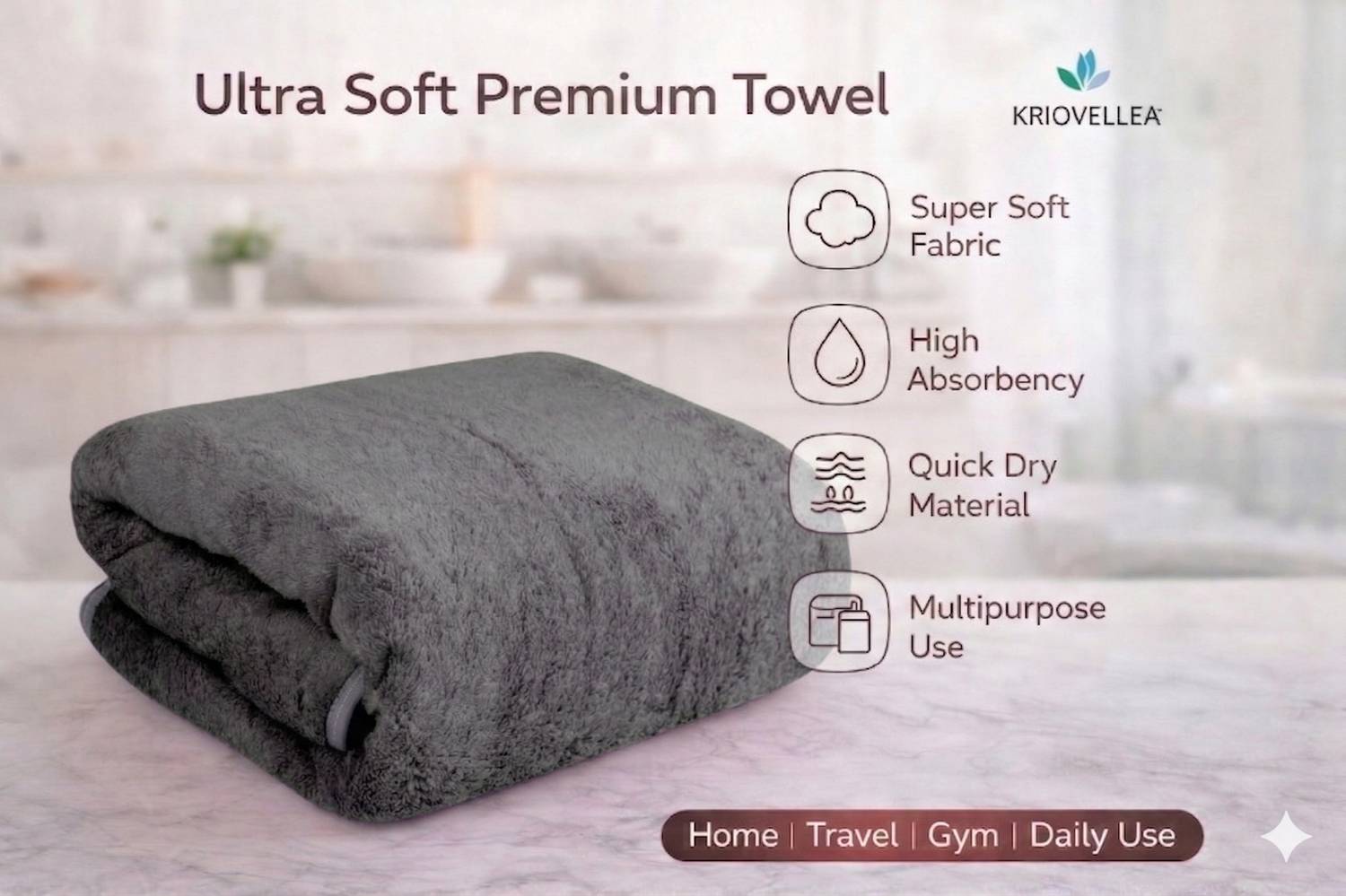 KRIOVELLEA Microfiber 500 GSM Towel Pack of 2 - Image 5
