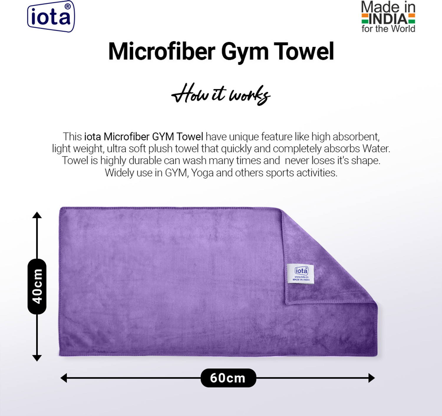 Image of IOTA Microfiber 450 GSM Face, Hand, Sport Towel