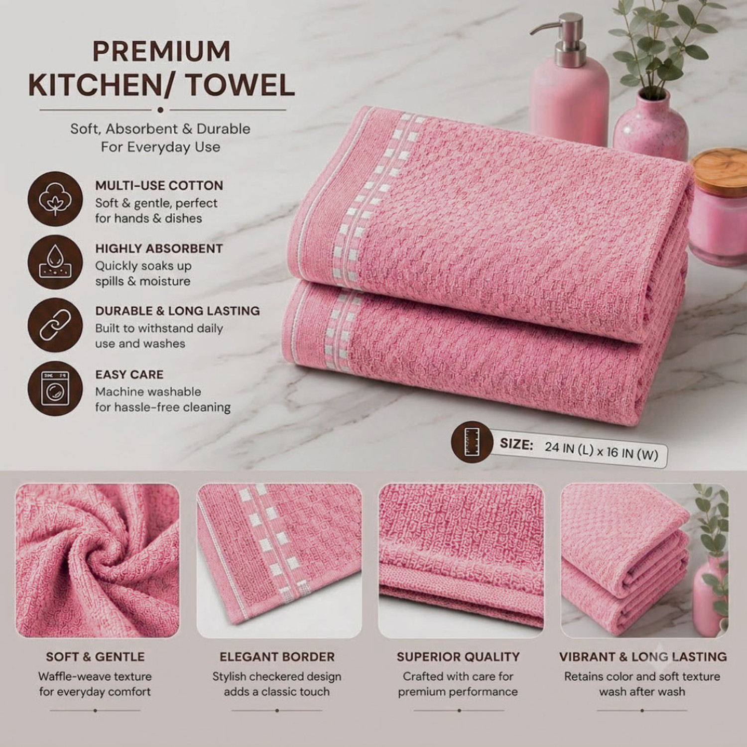 Image of ASIAR Cotton 500 GSM Hand Towel (Pack of 3)