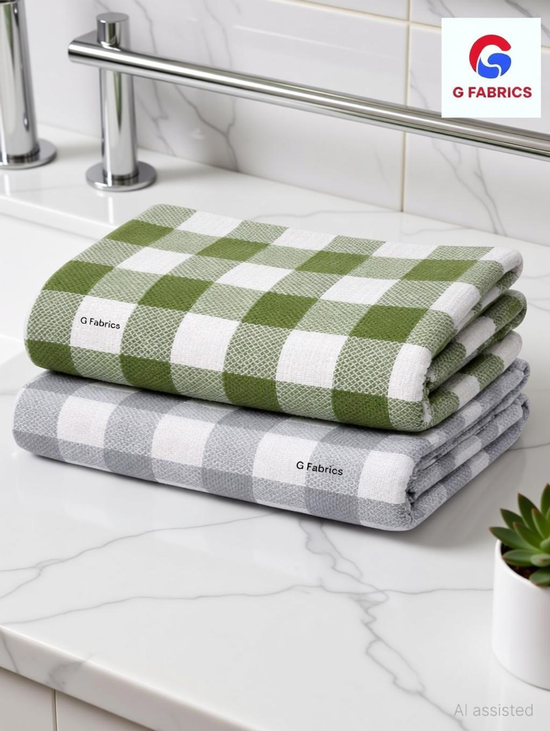 Image of G Fabrics Cotton 500 GSM Bath, Beach, Face, Hair, Hand, Sport Towel Set (Pack of 2)