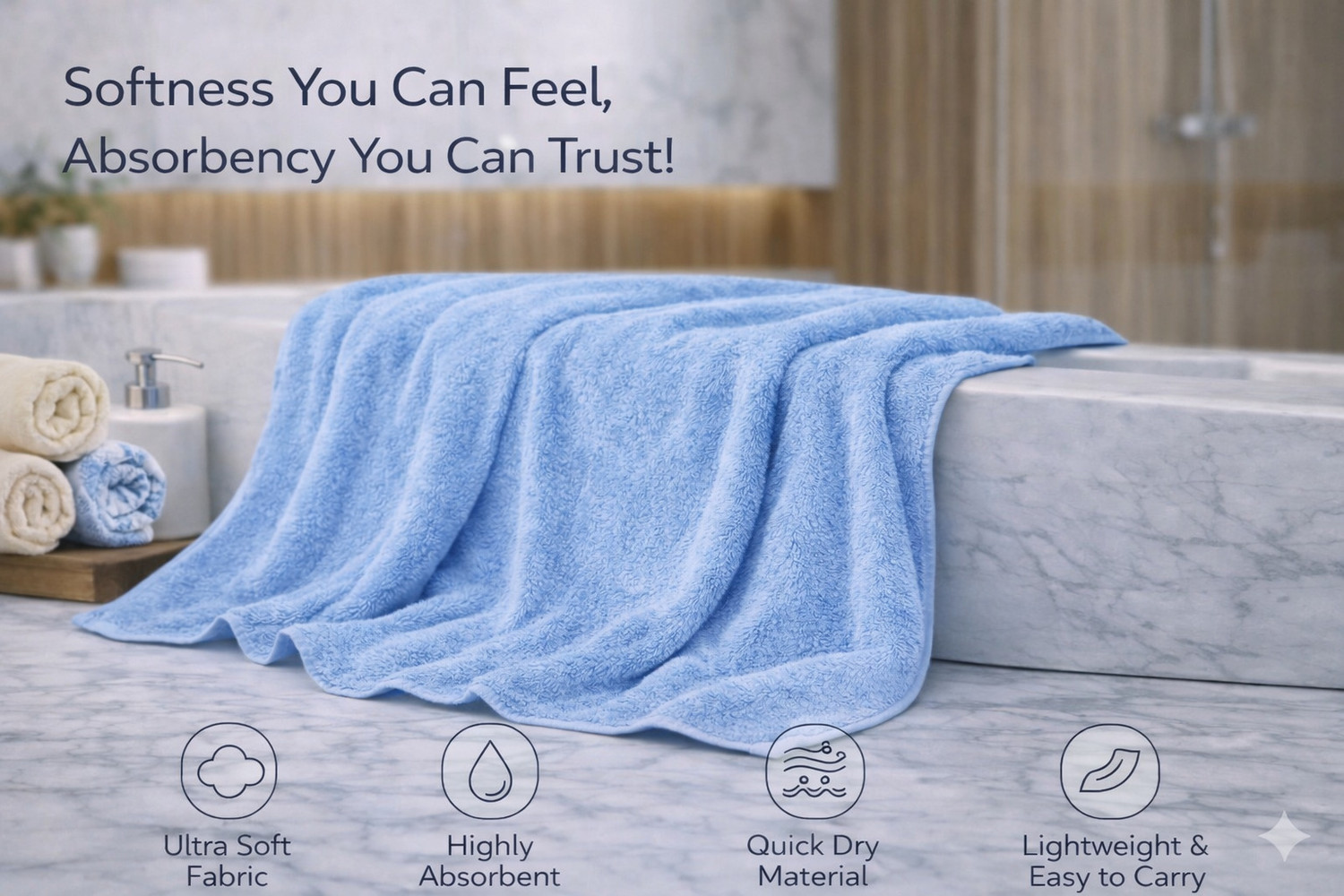 Image of KRIOVELLEA Microfiber 500 GSM Bath, Beach, Sport Towel