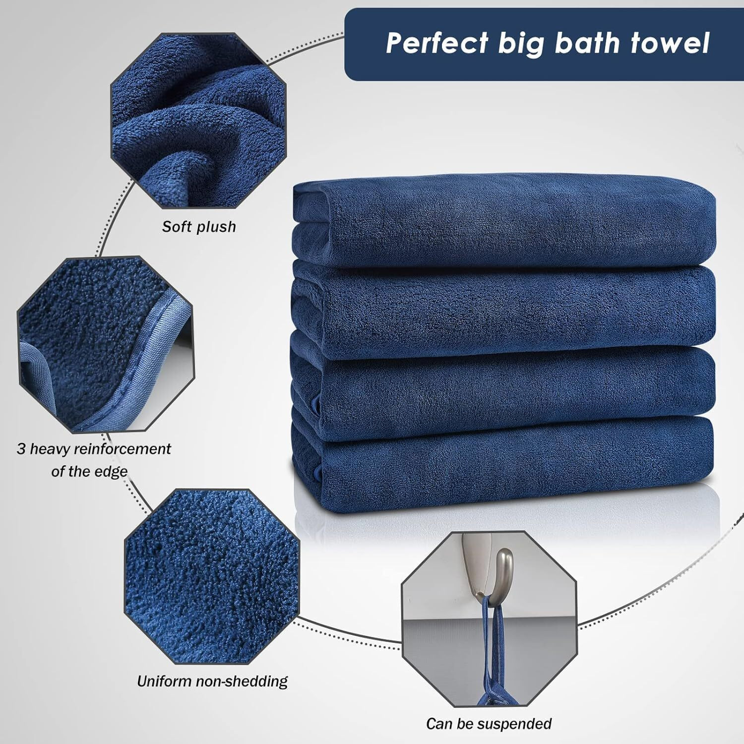 Image of KRIOVELLEA Microfiber 500 GSM Bath, Sport, Beach Towel