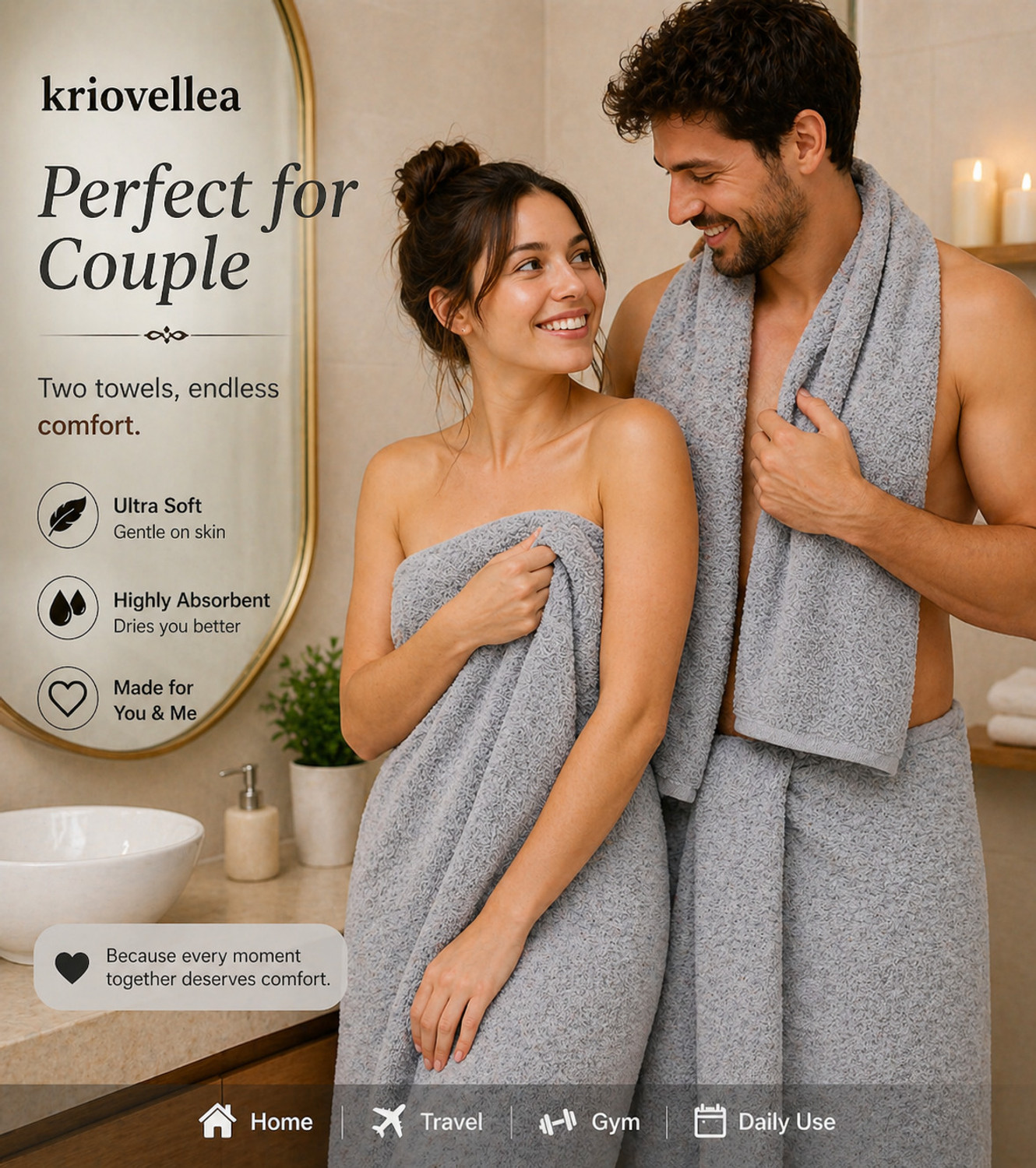 Image of KRIOVELLEA Microfiber 500 GSM Bath, Beach, Sport Towel