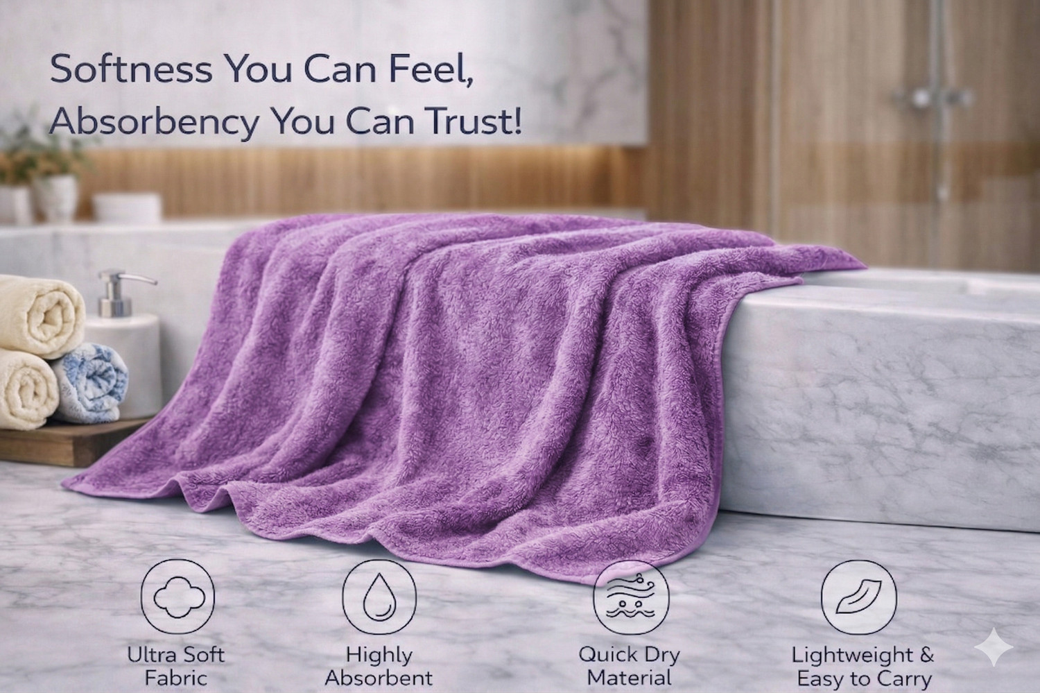 Image of KRIOVELLEA Microfiber 500 GSM Bath, Beach, Hair, Sport Towel