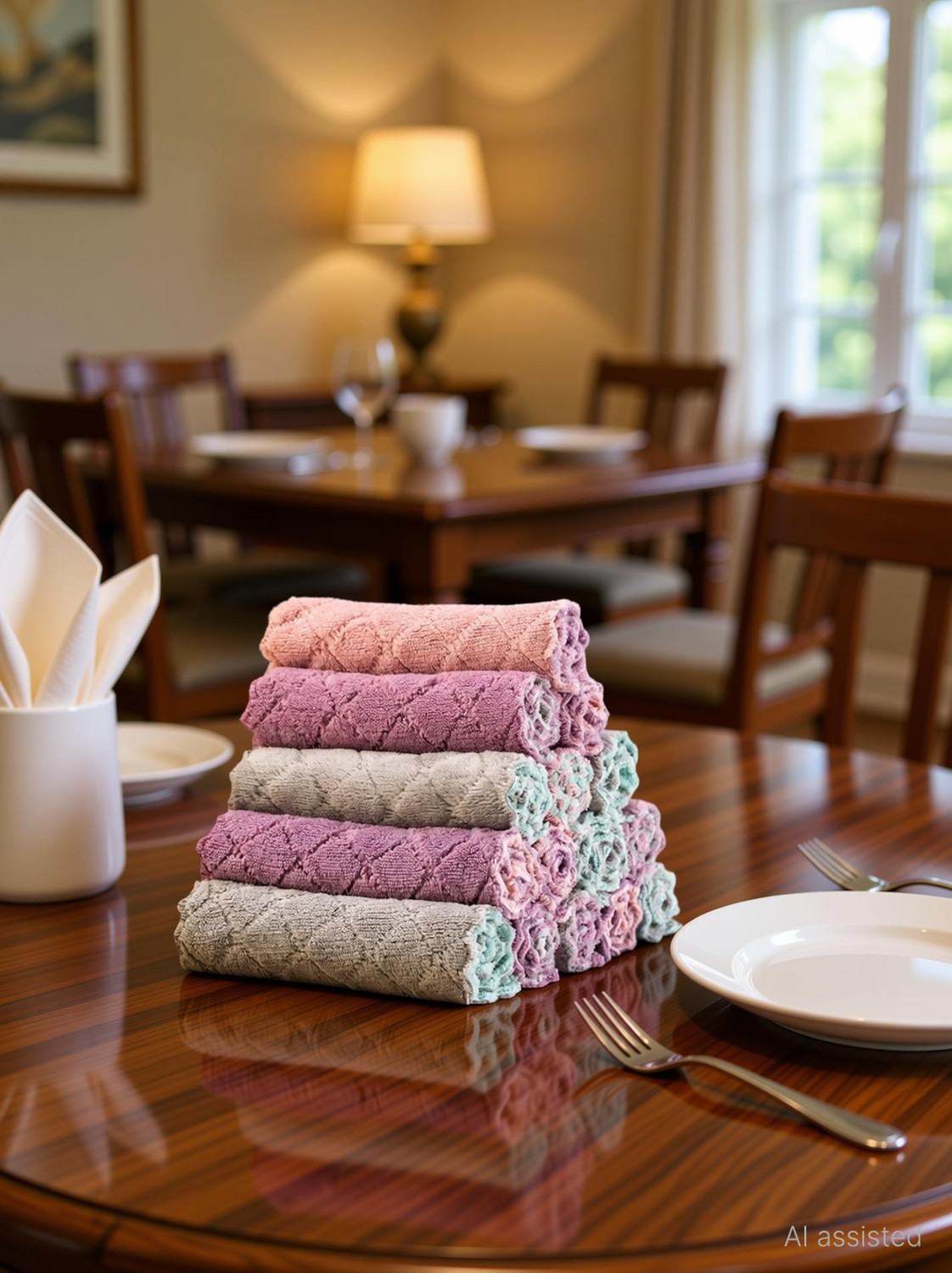 Image of UNCOMMON Kitchen Microfibre Cleaning Clothes, Highly Absorbent, Very Soft, Multi-Purpose Wash Cloth for Kitchen, Car, Window, Stainless Steel, Silverware, Pack of 8 (ReUsable, 27*16 cms) Multicolor Cloth Napkins