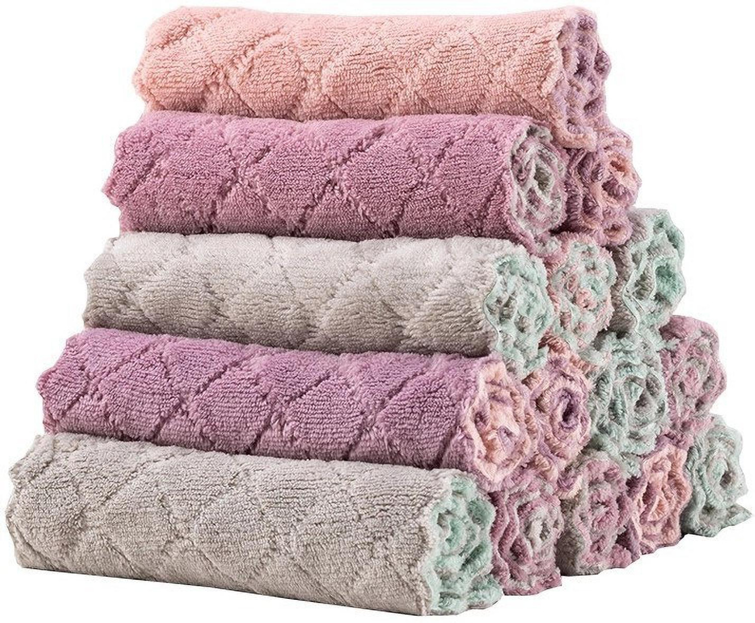 Image of UNCOMMON Kitchen Microfibre Cleaning Clothes, Highly Absorbent, Very Soft, Multi-Purpose Wash Cloth for Kitchen, Car, Window, Stainless Steel, Silverware, Pack of 8 (ReUsable, 27*16 cms) Multicolor Cloth Napkins