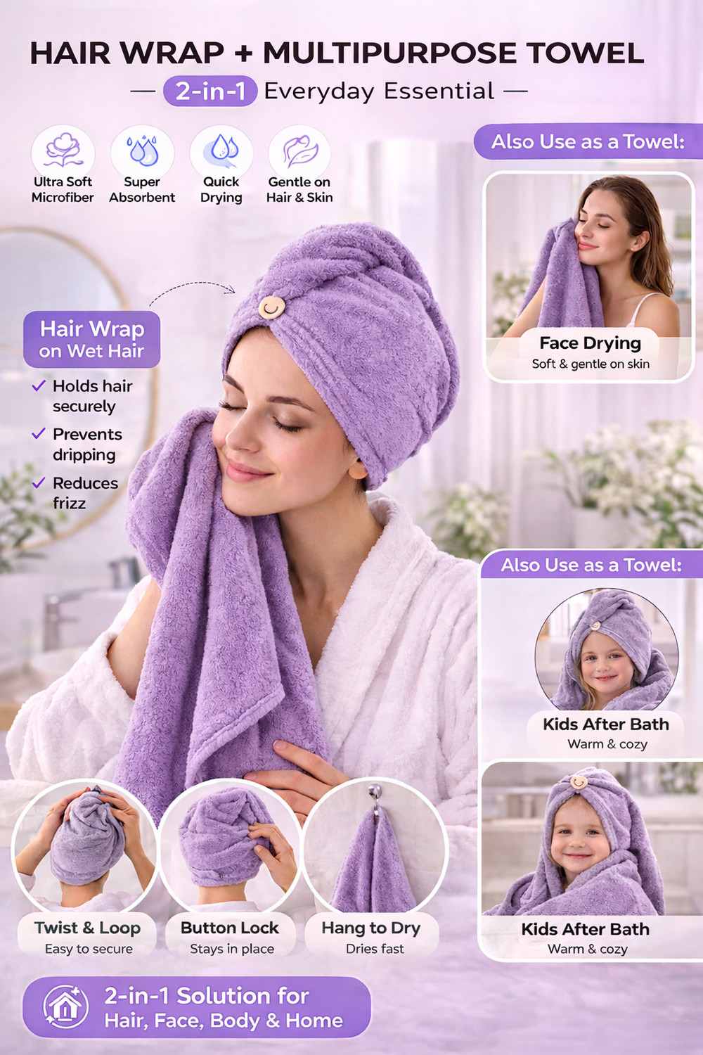 Image of KRIOVELLEA Microfiber 500 GSM Bath, Beach, Hair, Sport Towel