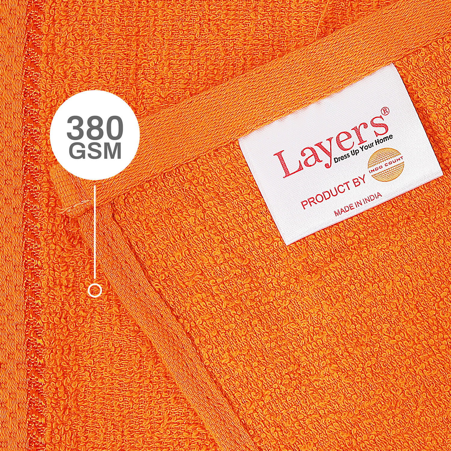 Image of Layers Cotton 380 GSM Face Towel Set (Pack of 12)