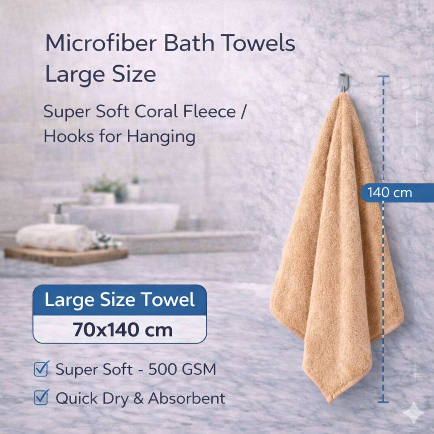 KRIOVELLEA Microfiber 500 GSM Towel Pack of 2 - Image 3
