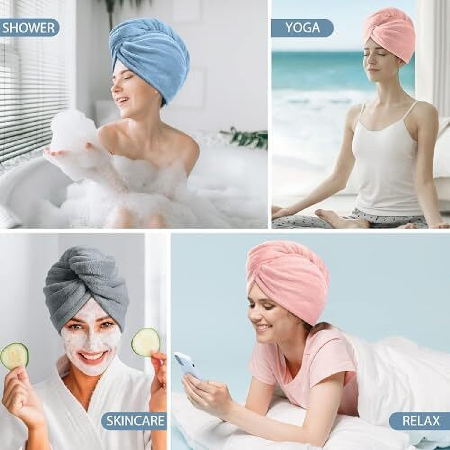 Image of VOTGRID Microfiber 500 GSM Face, Bath, Hair Towel Set