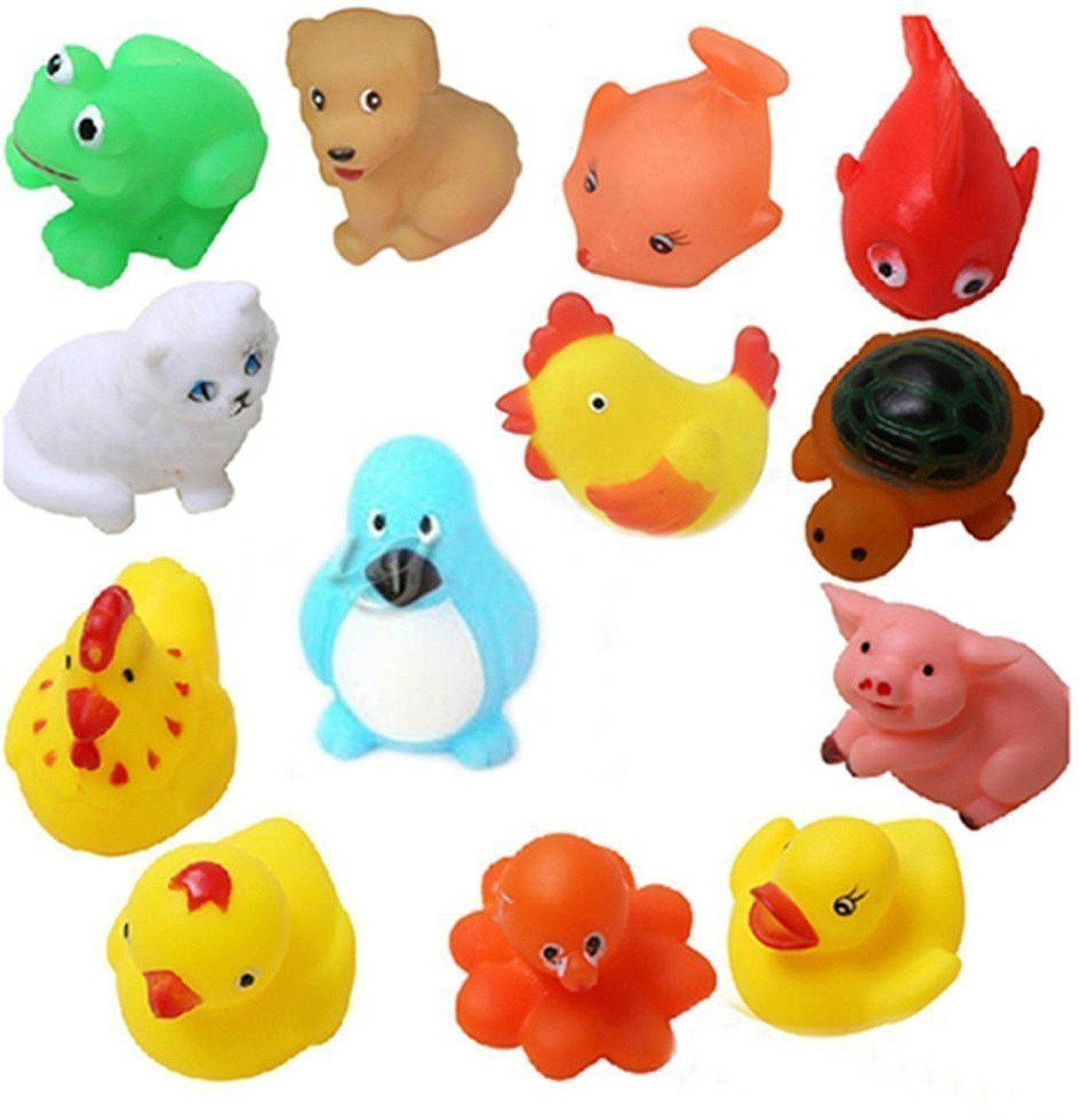 Image of Gomzy 12 pcs animal soft and cute bath chu chu toy for little kids Bath Toy