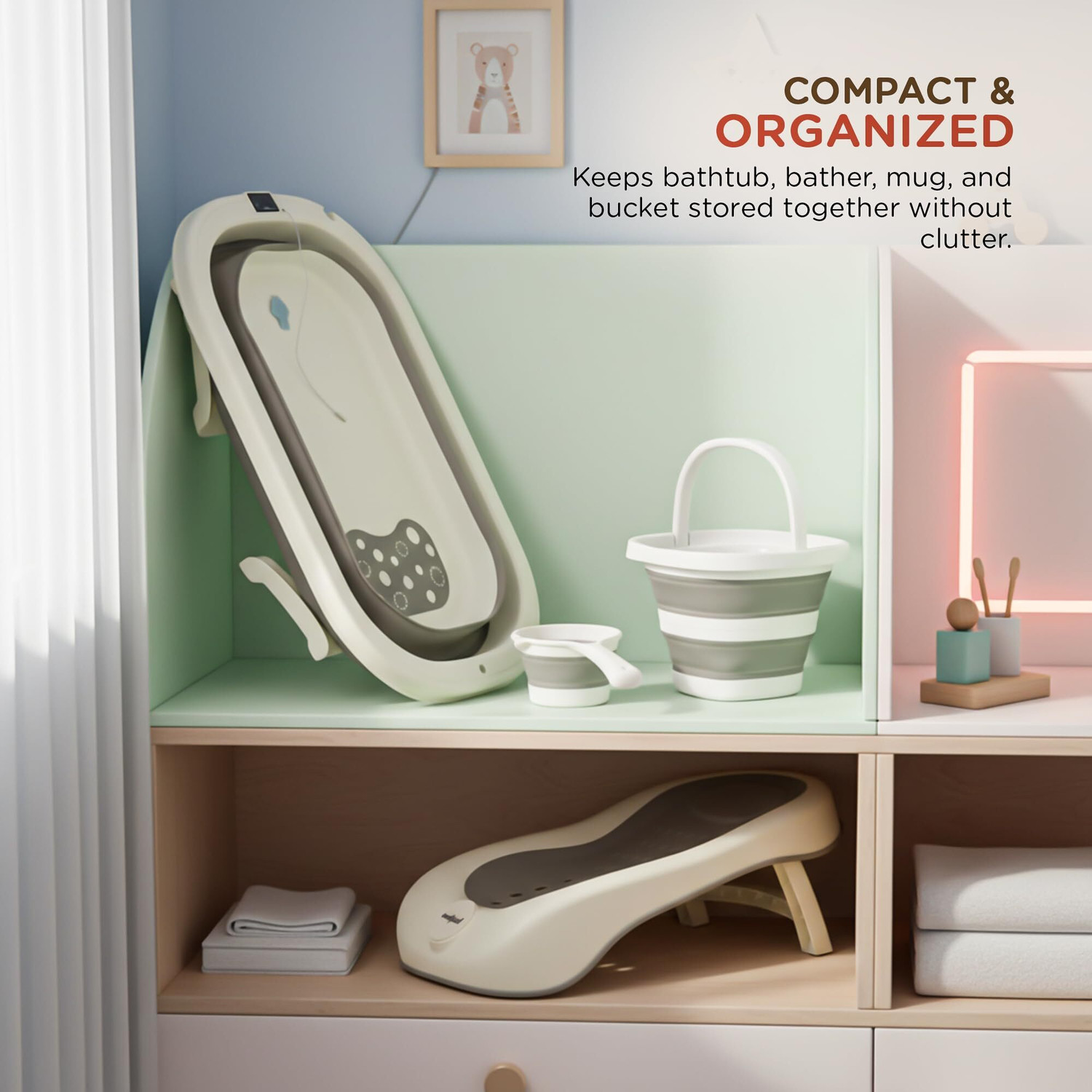 Image of baybee Aquabee Foldable Baby Bath Tub for Kids 0 to 3 Years with Temperature Sensing