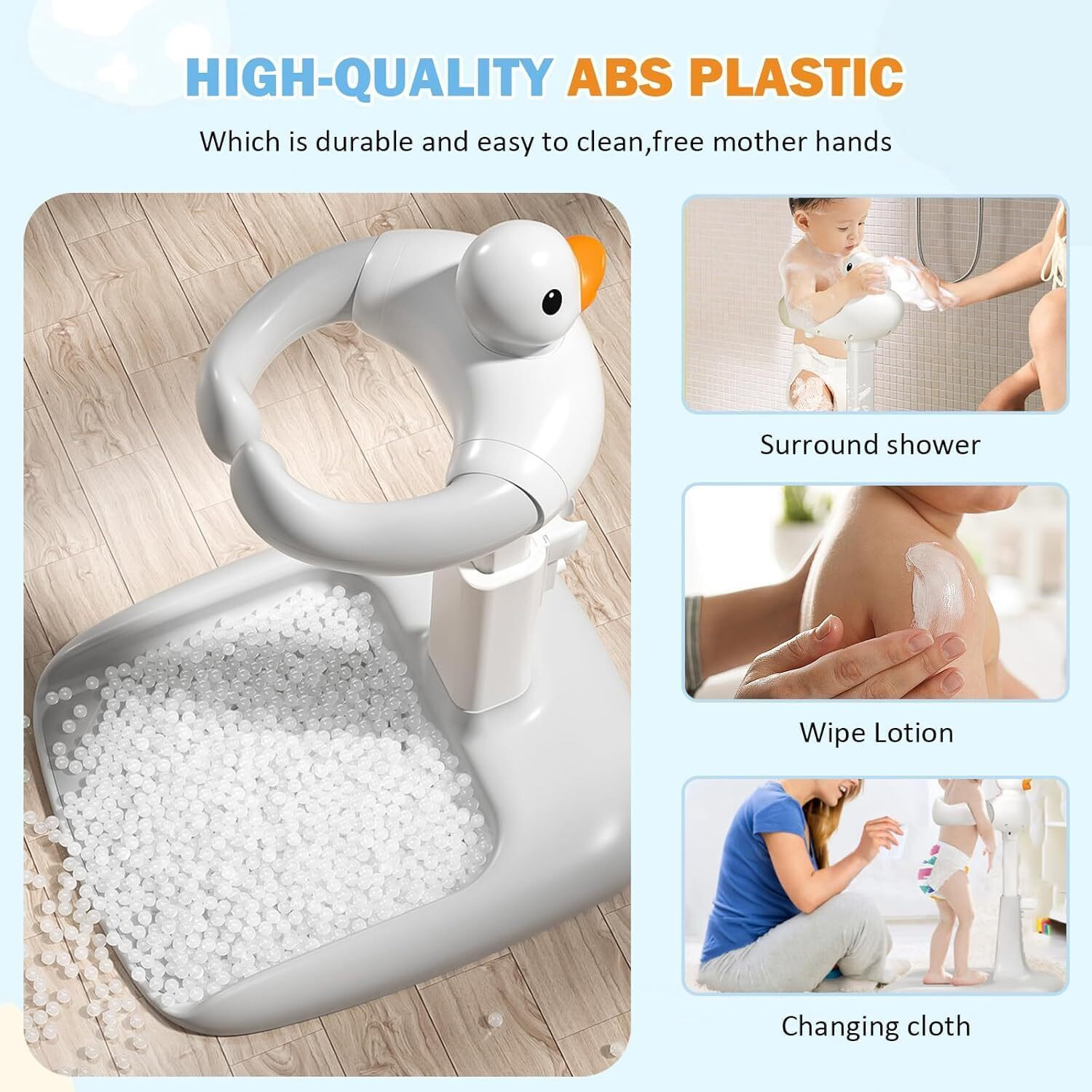 Image of KRISHAV WORLD Adjustable Height Baby Shower Stand with Anti-Slip Base Standing Support Bath