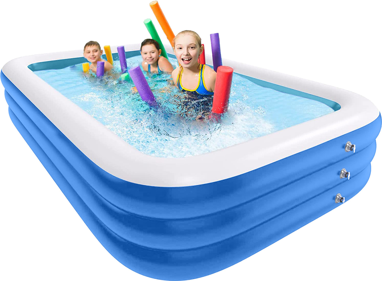 Image of SYGA Rectangular Inflatable Swimming Pool, 3-Layer Extra-Thick Kiddie Pool for Kids