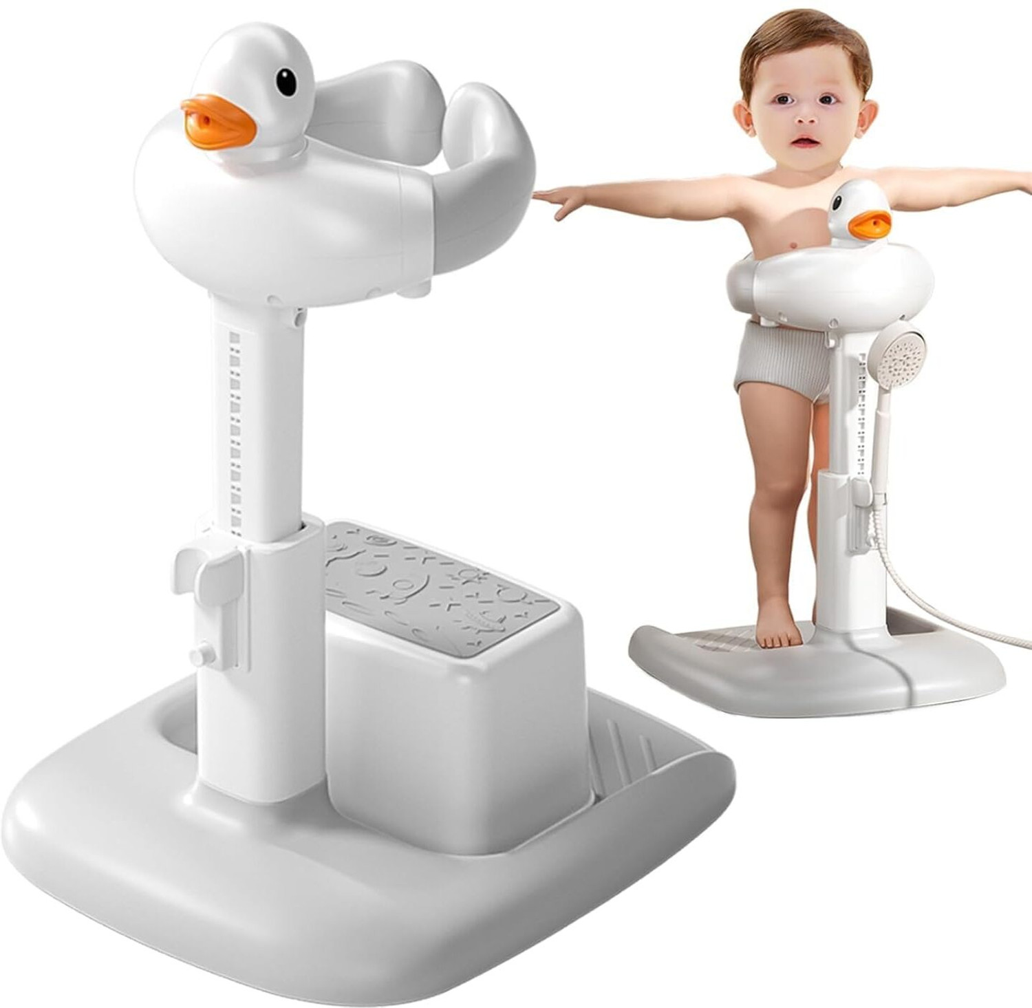 Image of KRISHAV WORLD Adjustable Height Baby Shower Stand with Anti-Slip Base Standing Support Bath