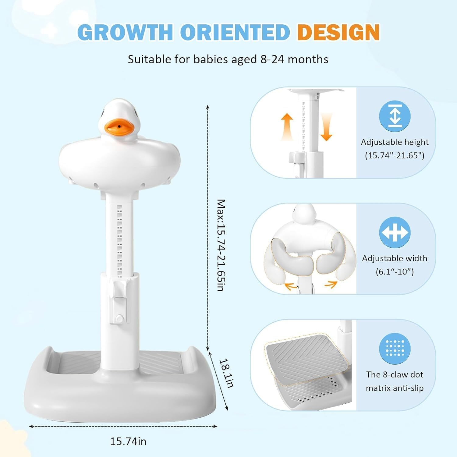 Image of KRISHAV WORLD Adjustable Height Baby Shower Stand with Anti-Slip Base Standing Support Bath