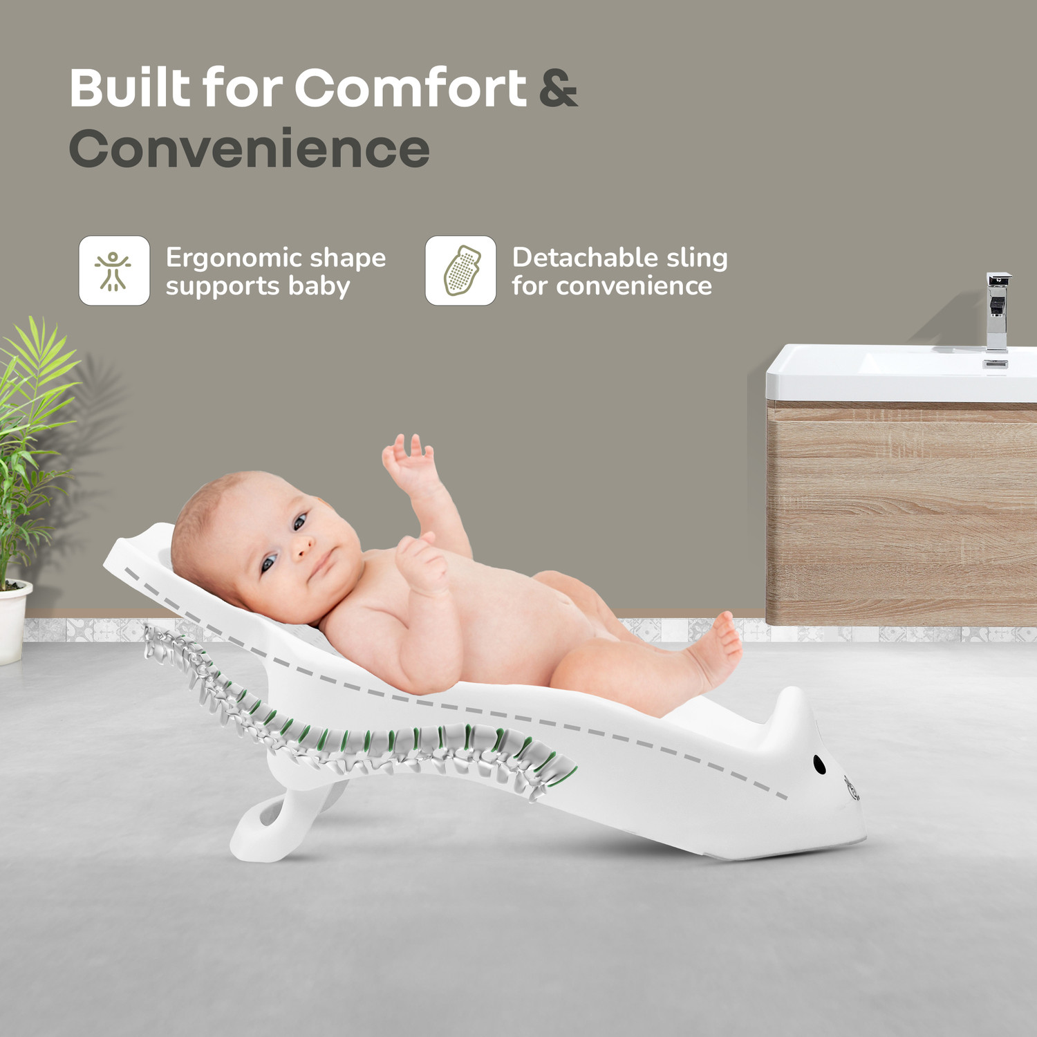 Image of R for Rabbit Bubble Double Bunny Baby Bathtub, Toddlers of 0 to 3 Years Kids Bathtub - Grey
