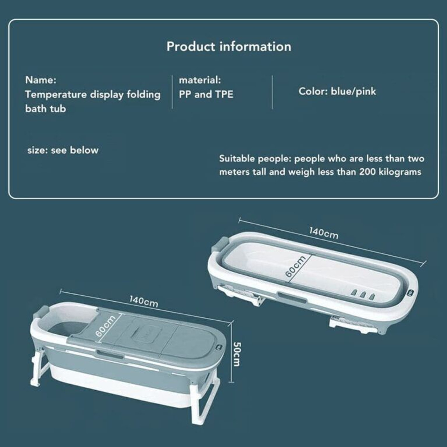 Image of StarAndDaisy Mega Size Folding Collapsible Bath Tub for Kids and Adults