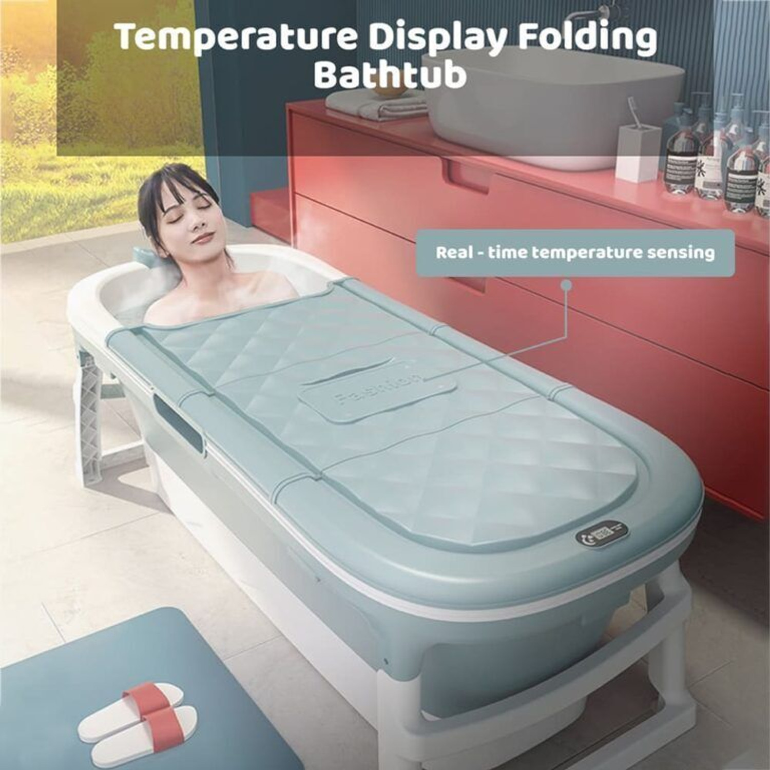 Image of StarAndDaisy Mega Size Folding Collapsible Bath Tub for Kids and Adults