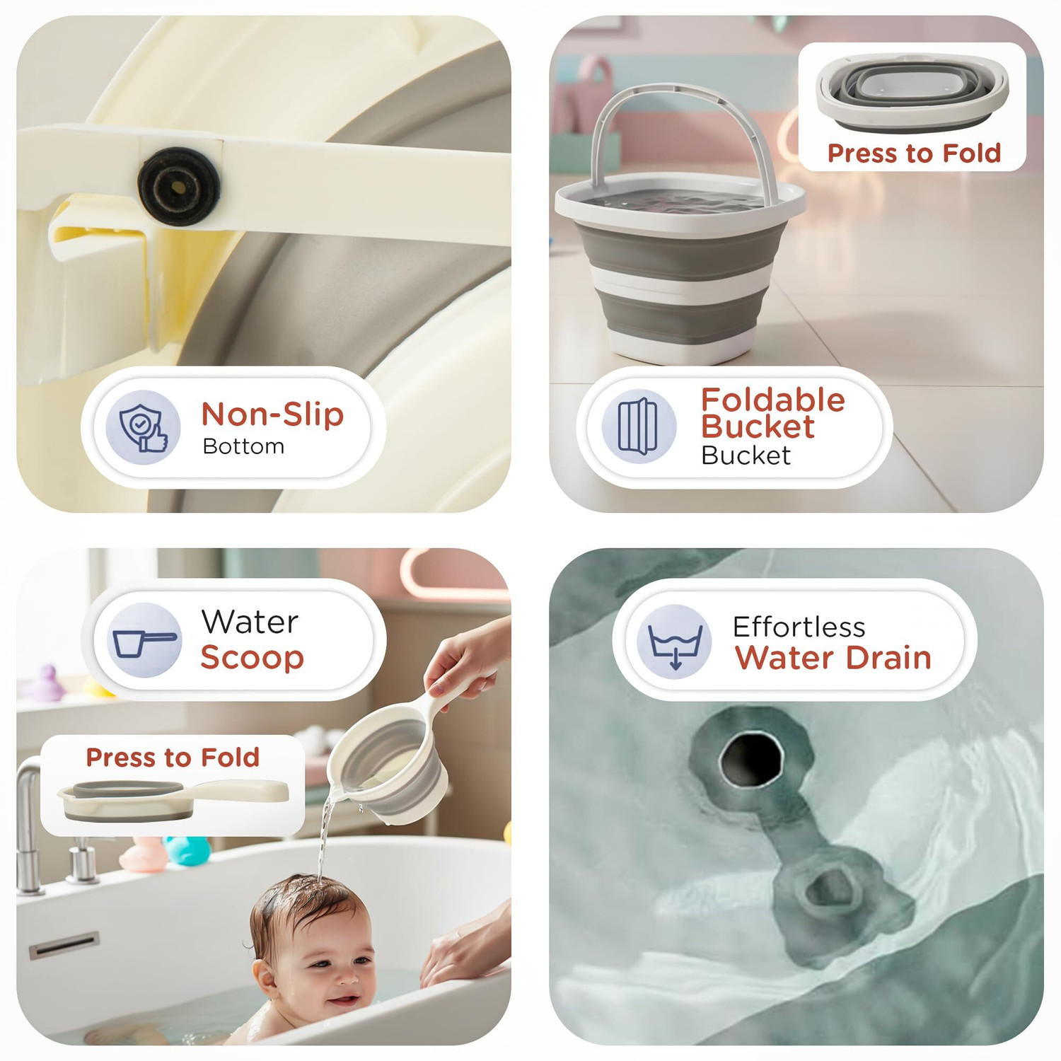 Image of baybee Aquabee Foldable Baby Bath Tub for Kids 0 to 3 Years with Temperature Sensing