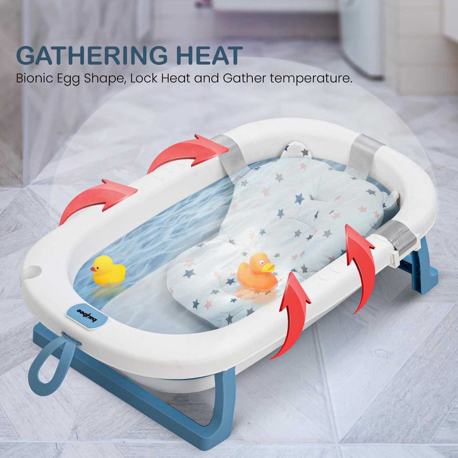 Image of baybee Foldable baby bathtub for kids 0-5 year with Anti-slip base and Support Cushion