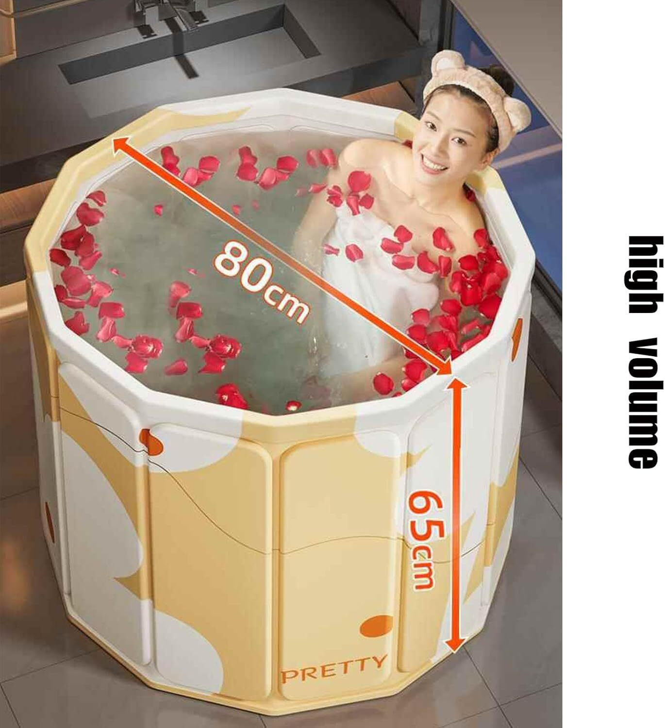 Image of crega Adult Folding Bathtub Portable Soaking Tub, Collapsible Family SPA