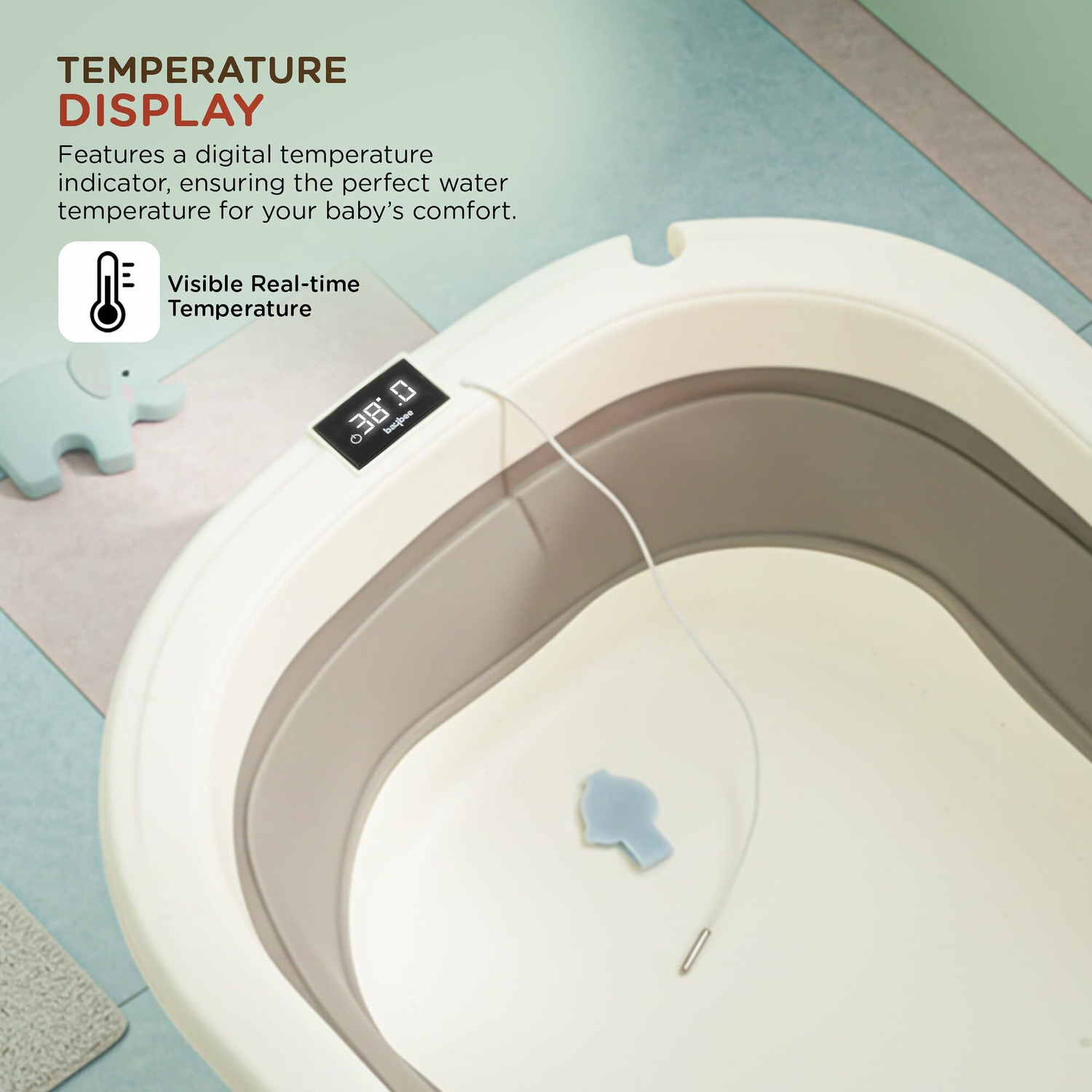 Image of baybee Aquabee Foldable Baby Bath Tub for Kids 0 to 3 Years with Temperature Sensing