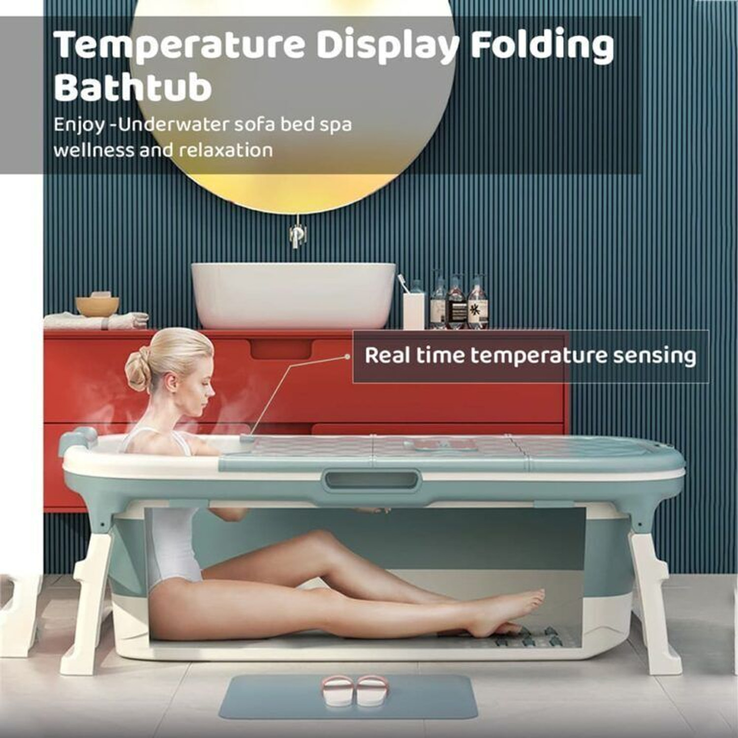 Image of StarAndDaisy Mega Size Folding Collapsible Bath Tub for Kids and Adults
