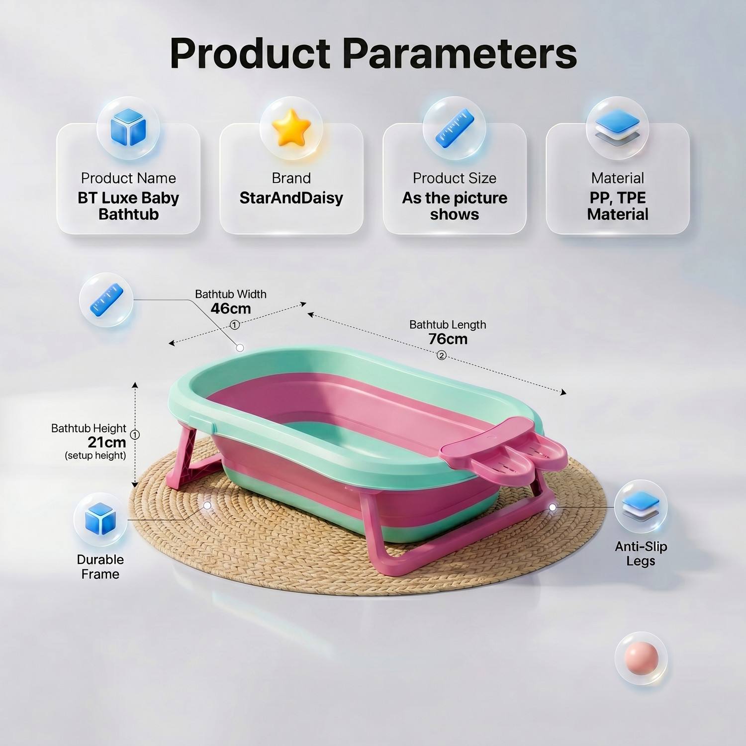 Image of StarAndDaisy New Born Baby Folding Bathtub With Shop Bar for 0 to 2 Years