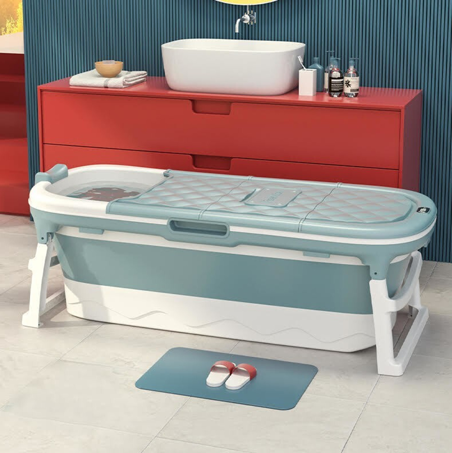 Image of StarAndDaisy Mega Size Folding Collapsible Bath Tub for Kids and Adults