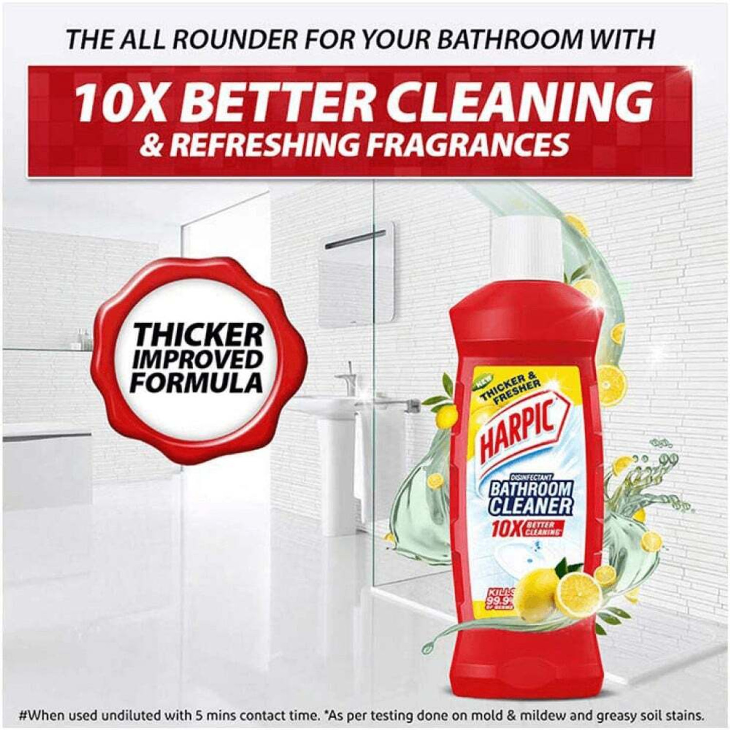 Image of Harpic Bathroom Cleaner, Lemon - 1 Ltr. With Toilet Cleaner, Original - 1 Ltr. Lemon