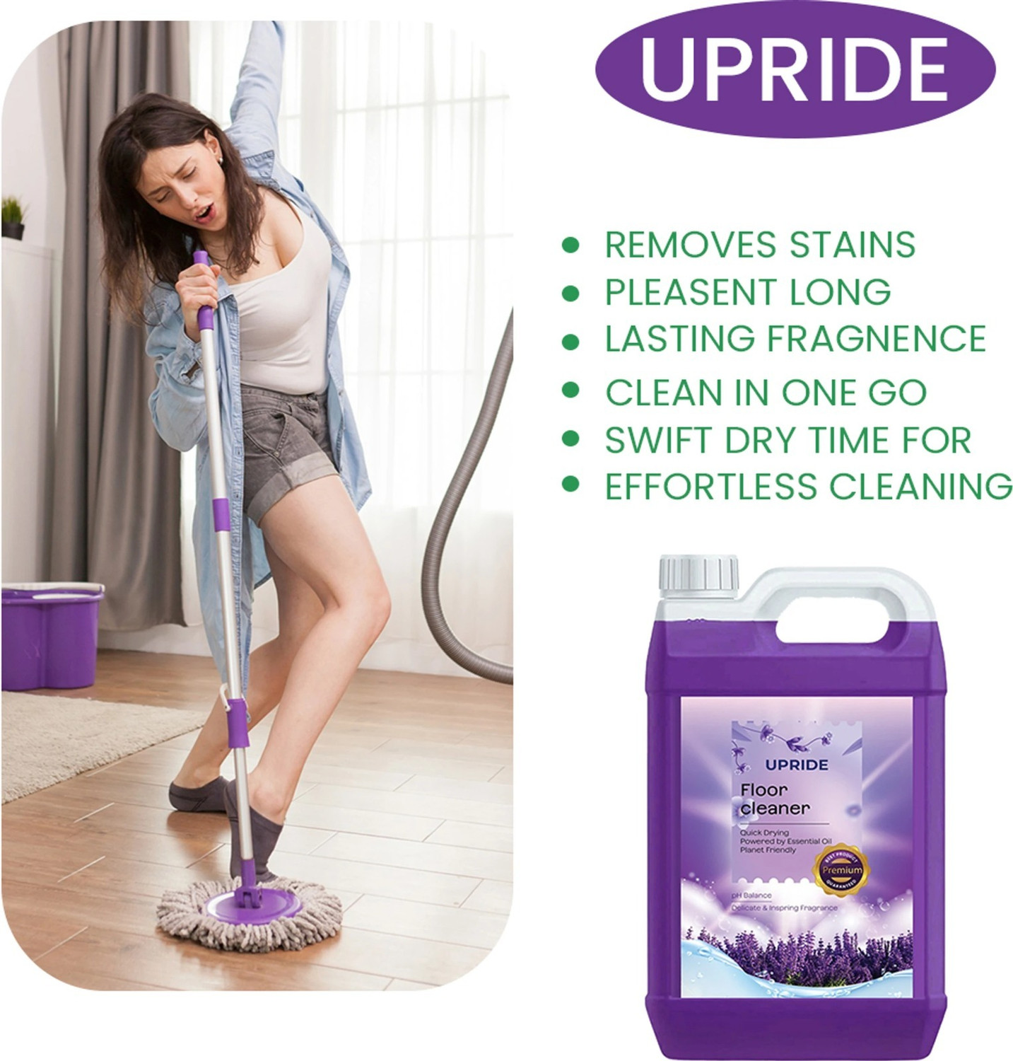 Image of Upride Kills 99.99% germs of Floor, Lavender Disinfectant Surface Cleaner Lavender