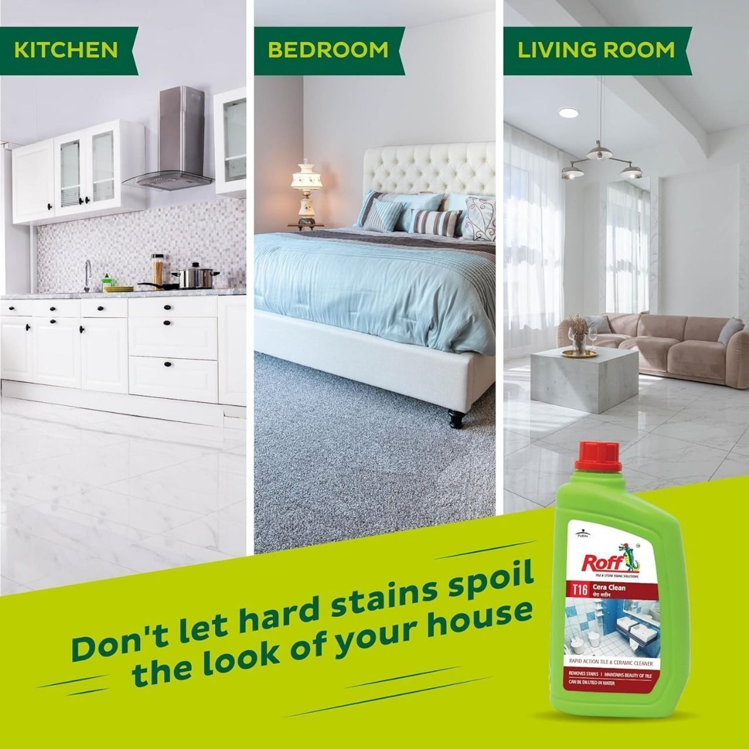 Image of Pidilite Industries Ltd Roff Cera Clean Tile, Floor, Ceramic Cleaner, removes stubborn stains 1L T16 Roff Cera Clean Professional Tile, Floor and Ceramic Cleaner