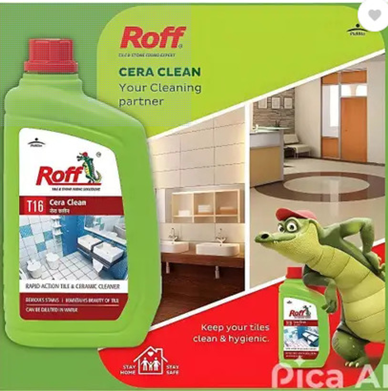 Image of PIDILITE ROFF T16 Cera Clean Professional Tile, Floor Cleaner, 1 Ltr pack of 1 Regular (1000 ml)