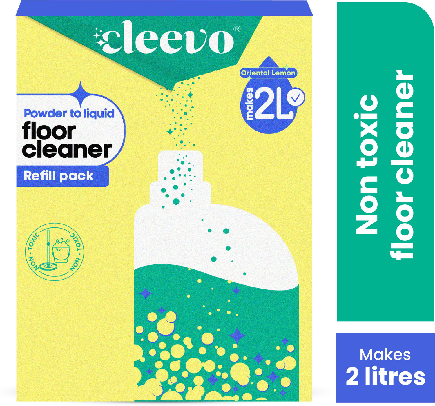 Image of cleevo Floor Cleaner Liquid | Refill Pack | Non-Toxic Bathroom Tile Lemon