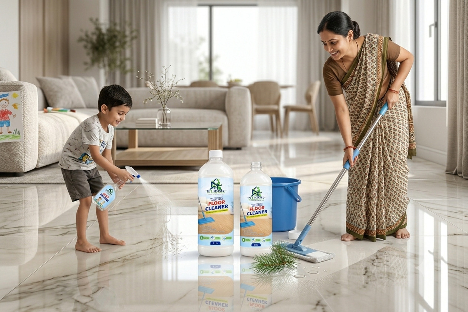 Image of N T Home Essentials White Phenyl Floor Cleaner Fresh Fragrance