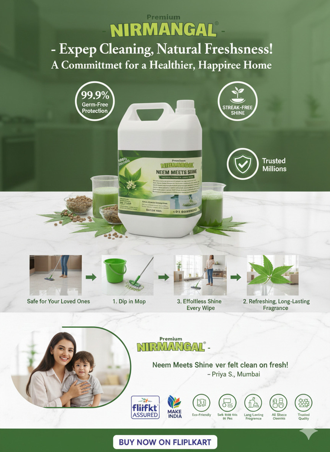 Image of Nirmangal Home Essentials Neem Floor and Bathroom Cleaner Phenyl Jasmine 5L(5000) ml natural Fragrance Neem