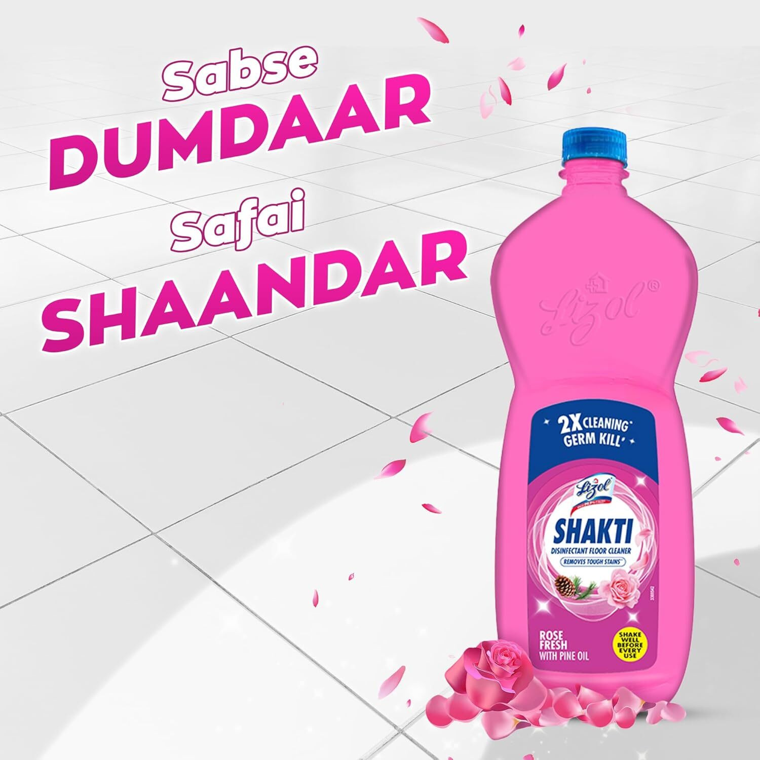 Image of Lizol Shakti Disinfectant Surface Cleaner,& Floor, Bathroom, Kitchen,Tile, Not Phenyl Rose Fresh