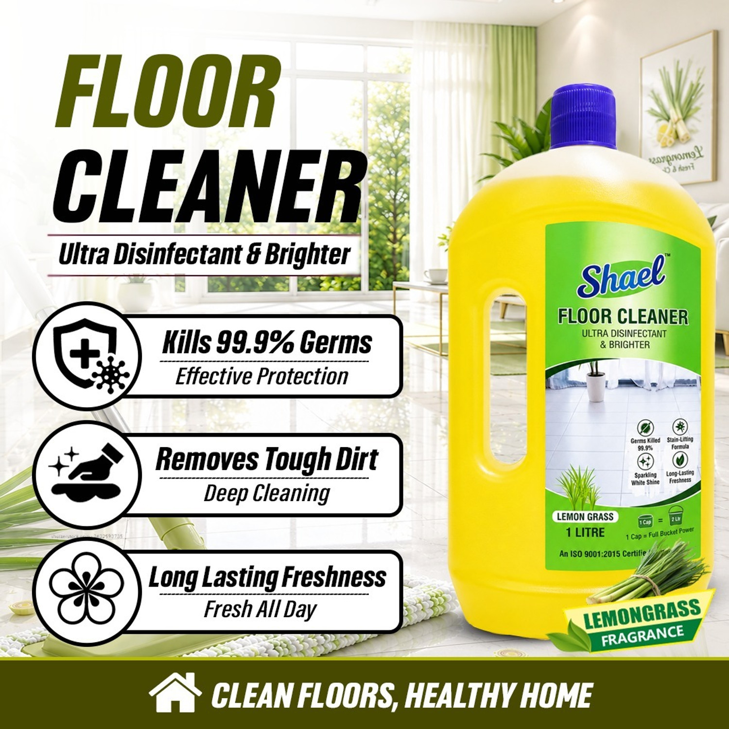 Image of shael Disinfectant Lemongrass Floor & Surface Cleaner Lemongrass