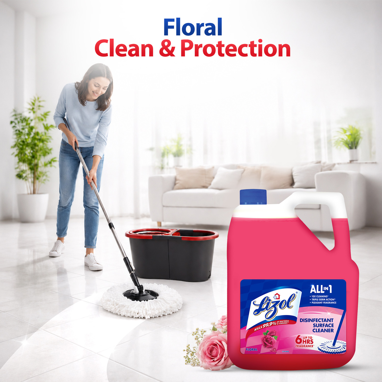 Image of Lizol Disinfectant Surface Cleaner - Floral (5 L)