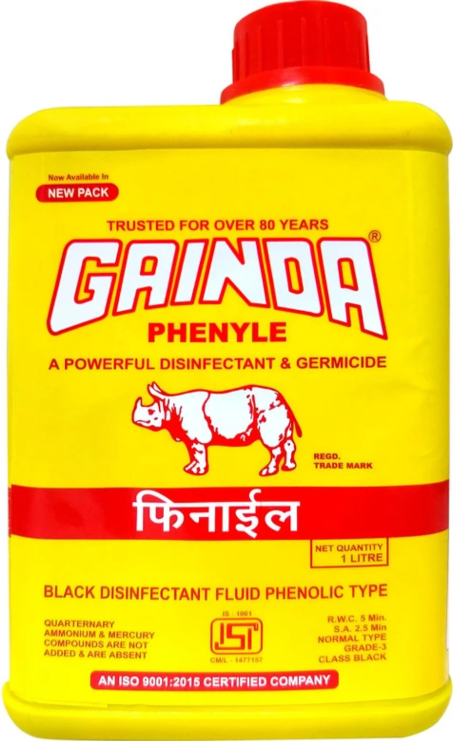 Image of GAINDA Black Disinfectant Phenyle1L ISI Marked Quality Phenyl Regular Liq Floral Liquid NA