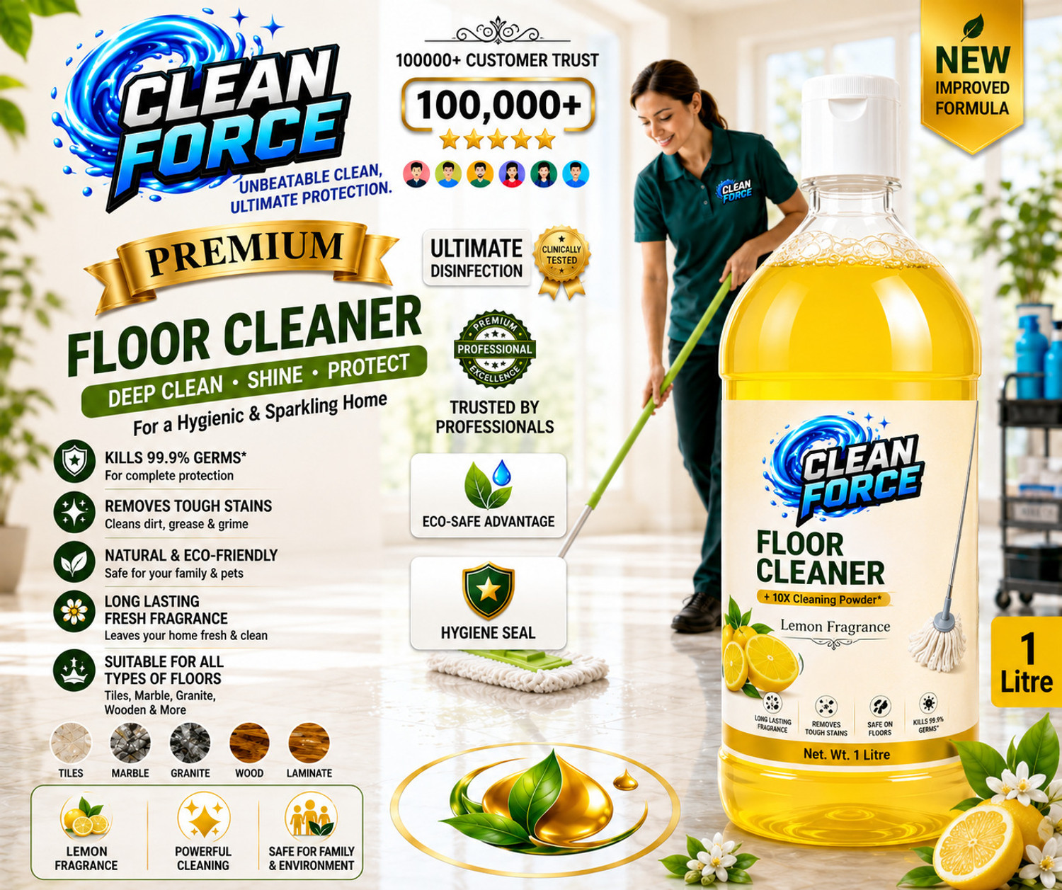 Image of CLEANFORCE FLOOR CLEANER LEMON