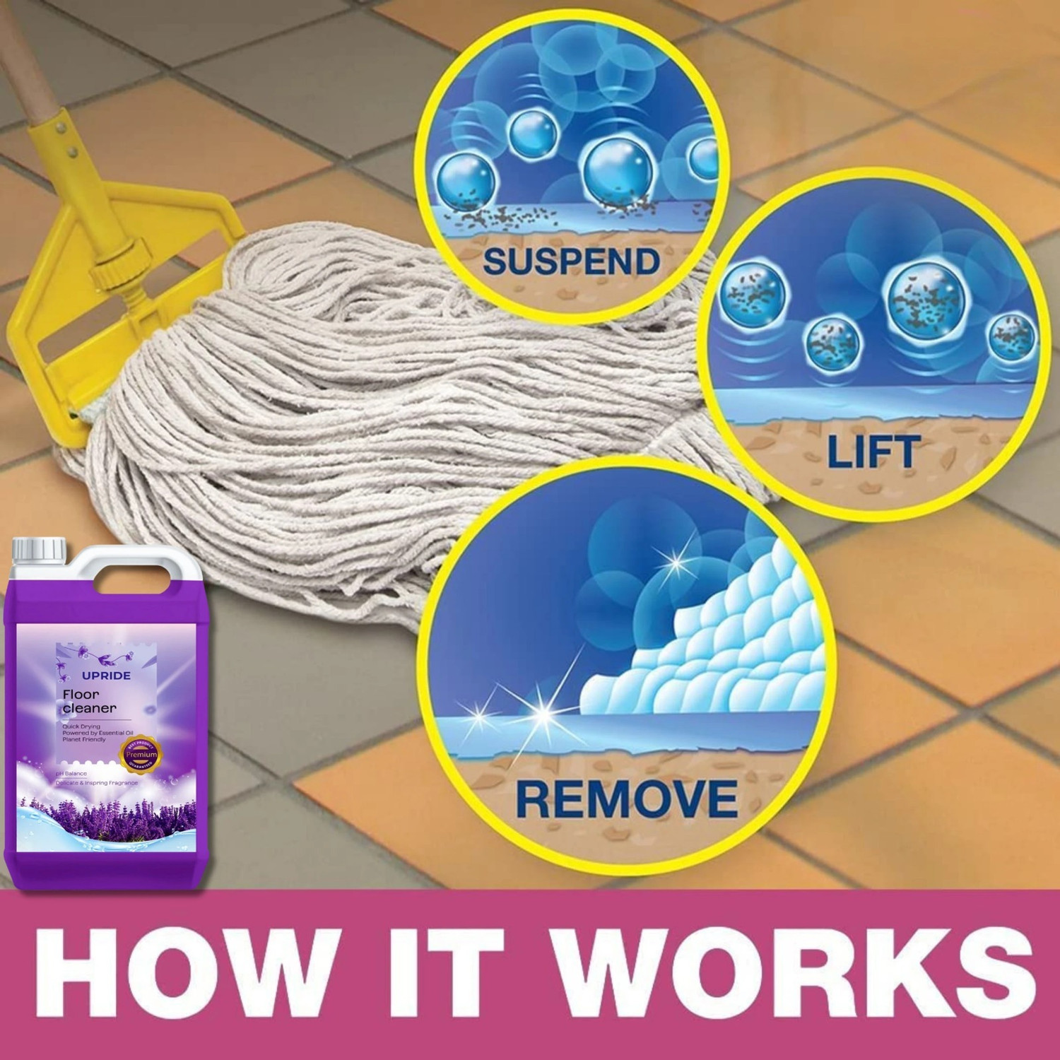 Image of Upride Kills 99.99% germs of Floor, Lavender Disinfectant Surface Cleaner Lavender