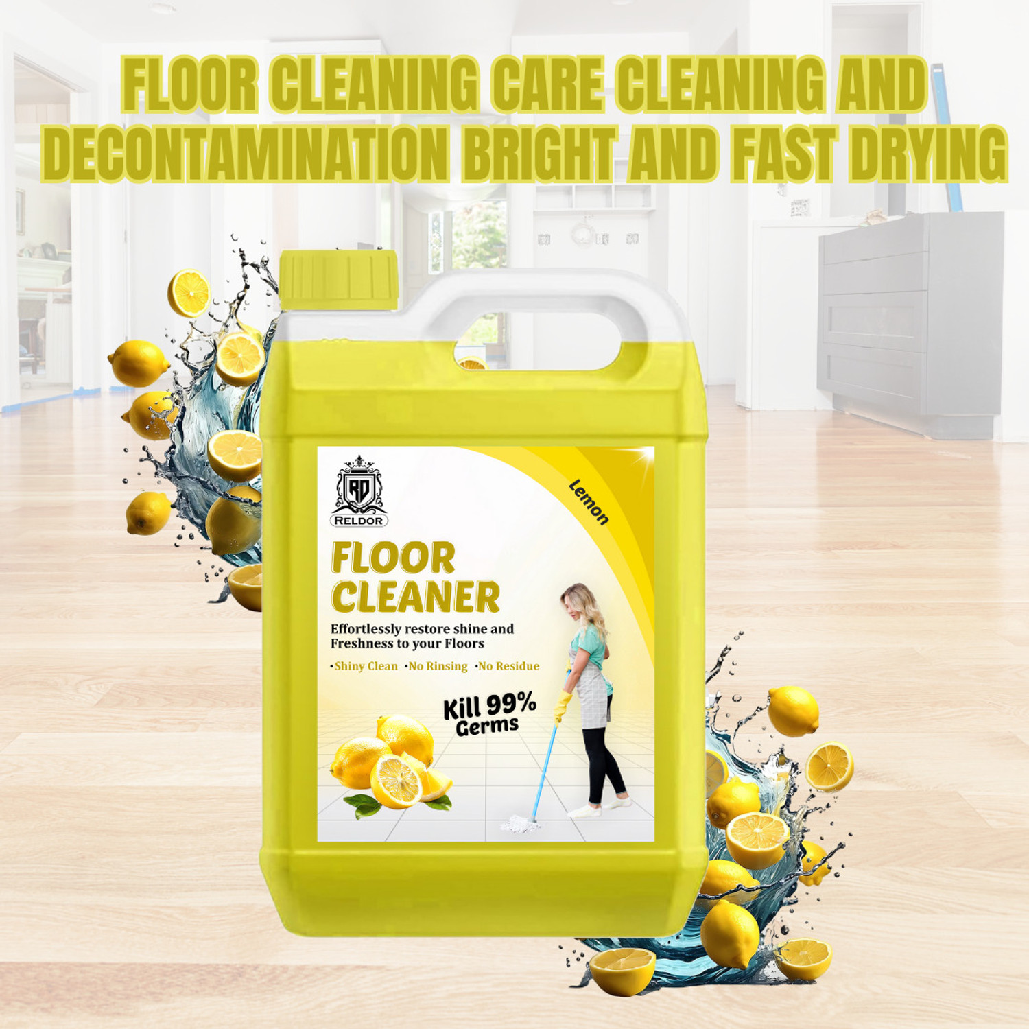 Image of RELDOR Tile, Floor & Ceramic Cleaner, Multi-surface Bathroom Cleaner Kills 99.9% Germs LEMON