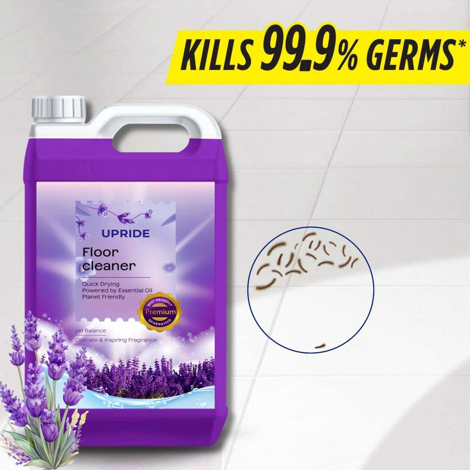 Image of Upride Kills 99.99% germs of Floor, Lavender Disinfectant Surface Cleaner Lavender