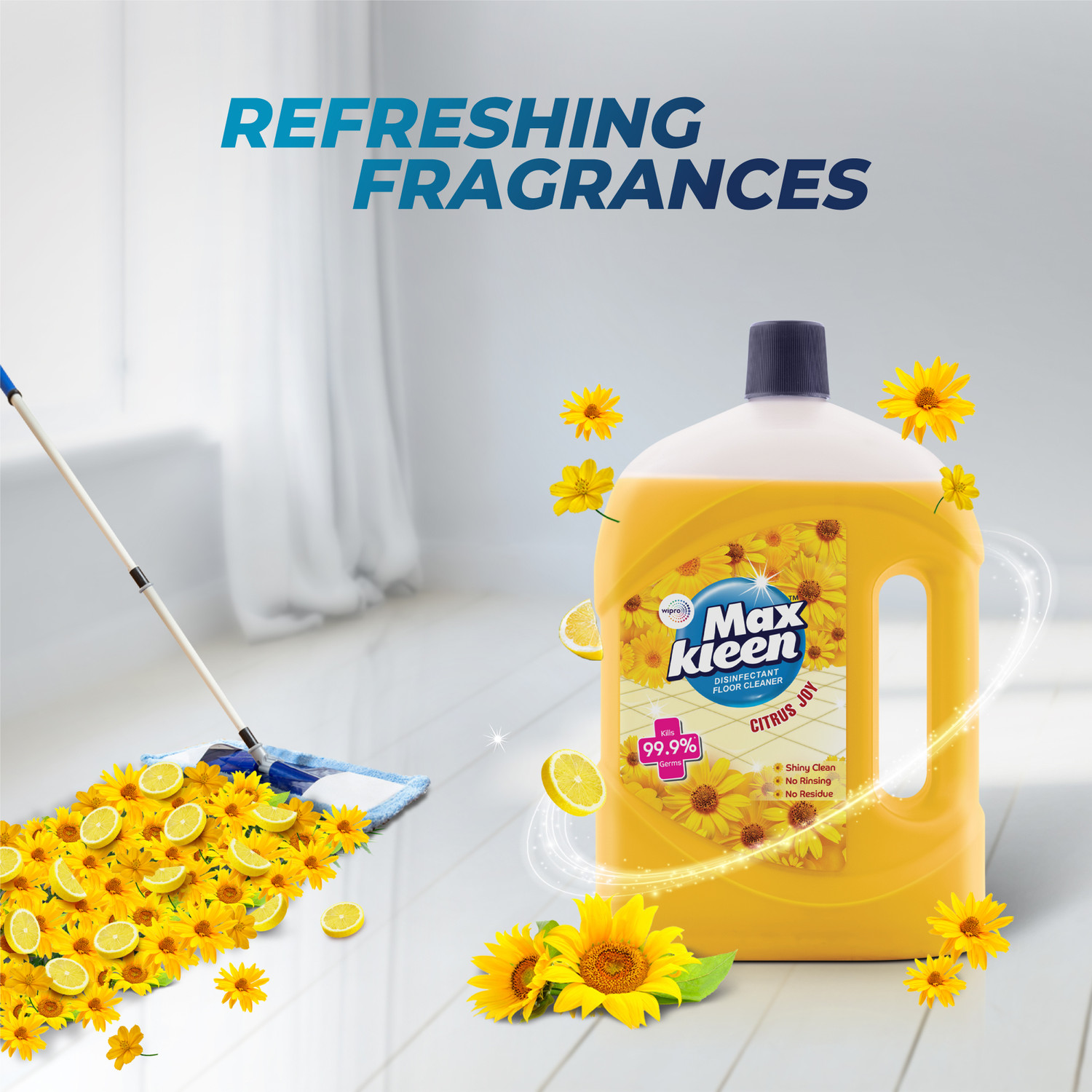 Image of Maxkleen Citrus Joy Disinfectant Floor Cleaner with 99.9% Germ Protection Citrus