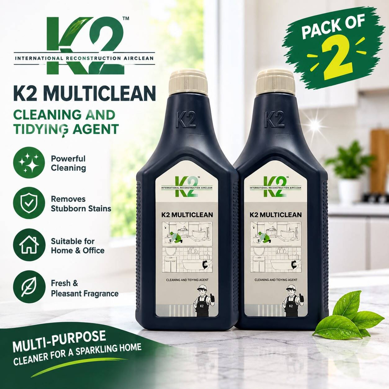 Image of Konkem K2 TILE CLEANER 500ML - MULTI PURPOSE CLEANER FOR SANITARY & TILES PRODUCTS KNKEM