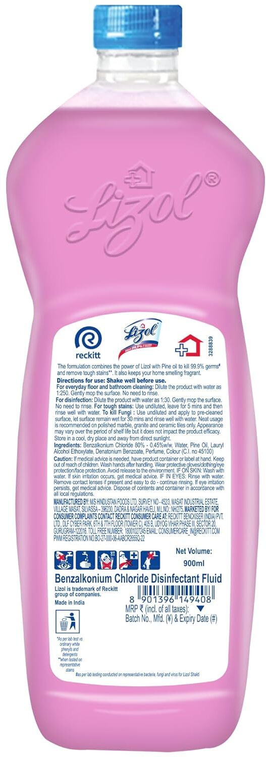 Image of Lizol Shakti Disinfectant Surface Cleaner,& Floor, Bathroom, Kitchen,Tile, Not Phenyl Rose Fresh